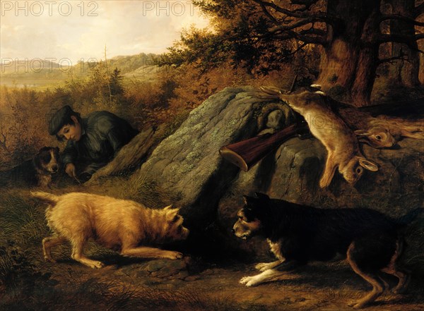 The Rabbit Hunters, 1850. Creator: Thomas Hewes Hinckley.