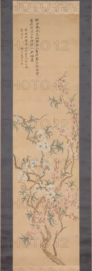 Red and White Peach Blossoms, 1843. Creator: Tsubaki Chinzan.