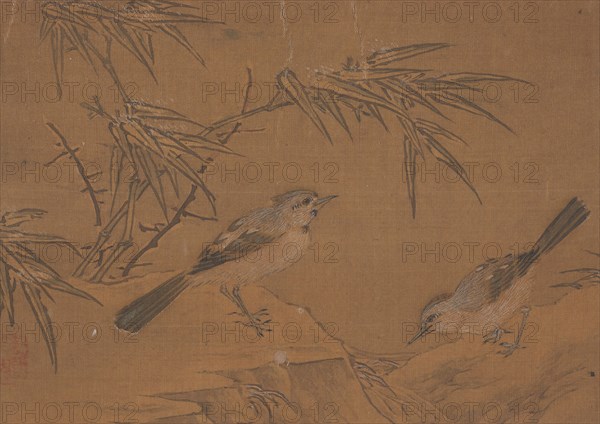 Two Birds and Bamboo Plant. Creator: Unknown.