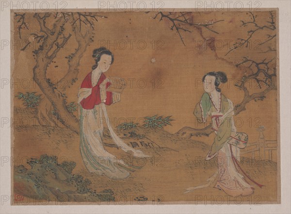 Two Ladies in Foreground of Landscape. Creator: Unknown.