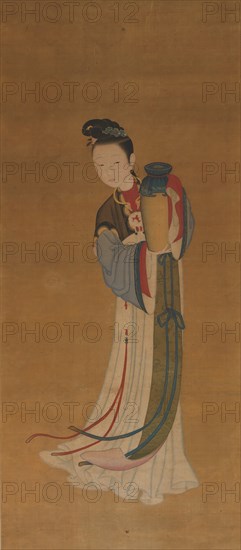 Girl Bringing Jar of Wine, 18th century. Creator: Unknown.