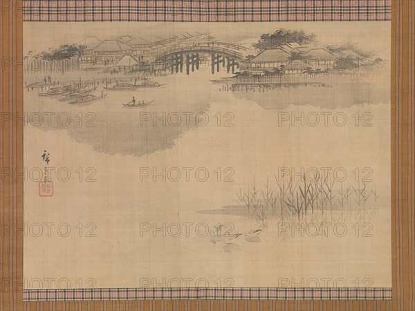 The Imado Bridge at the Foot of Mount Matsuchi, 19th century. Creator: Ando Hiroshige.