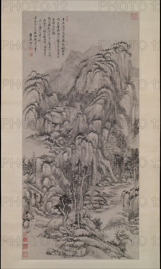 Landscape after Wu Zhen, dated 1695. Creator: Wang Yuanqi.