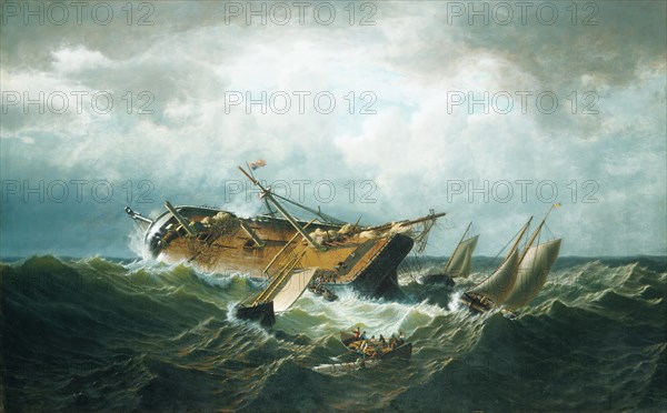 Shipwreck off Nantucket (Wreck off Nantucket after a Storm), ca. 1860-61. Creator: William Bradford.