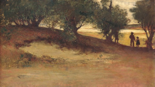 Sand Bank with Willows, Magnolia, 1877. Creator: William Morris Hunt.