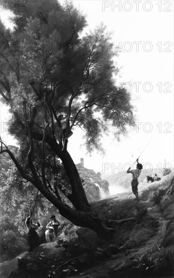 Gathering Olives at Tivoli, 1868. Creator: Francois-Louis Francais.