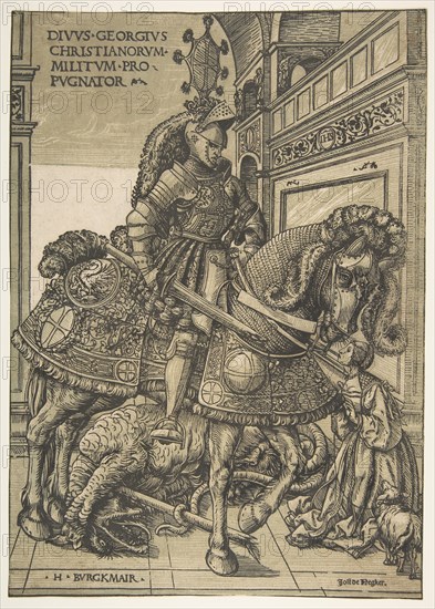 Saint George on Horseback, 1508/1518. Creator: Hans Burgkmair, the Elder.