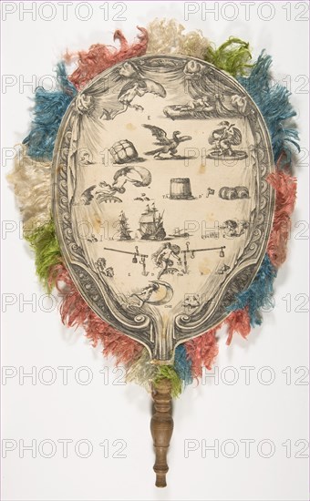 A fan with a rebus on Love on one side Fortune on the other, ca. 1639. Creator: Stefano della Bella.