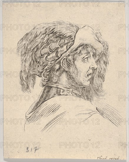 Head of a Man without a Beard, Turned in Profile to the Right, from Diverse Heads and Figu..., 1650. Creator: Stefano della Bella.