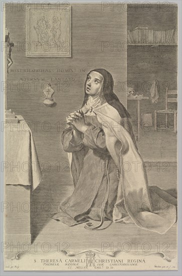St. Theresa Kneeling in Prayer, 1661. Creator: Claude Mellan.
