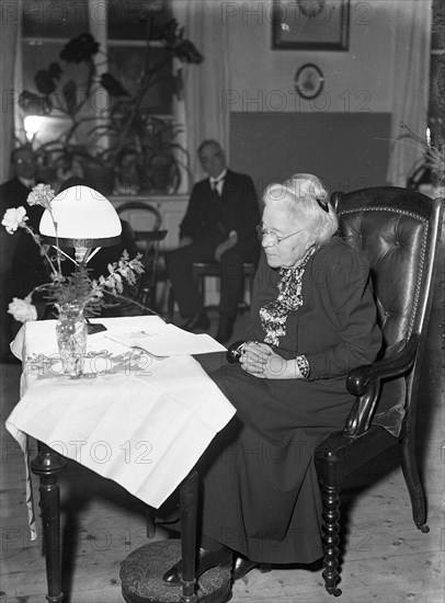 Selma Lagerlof, Swedish author and teacher, on her 80th Birthday, Stockholm, Sweden, 1938. Creator: Unknown.