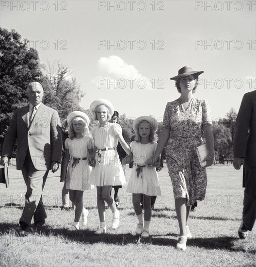 Princess Sibylla with the little princesses in Haga Park, Sweden, 17/8 1944. Creator: Unknown.