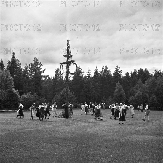 Midsummer celebrations at Mullsjo, Sweden, 1950. Creator: Unknown.