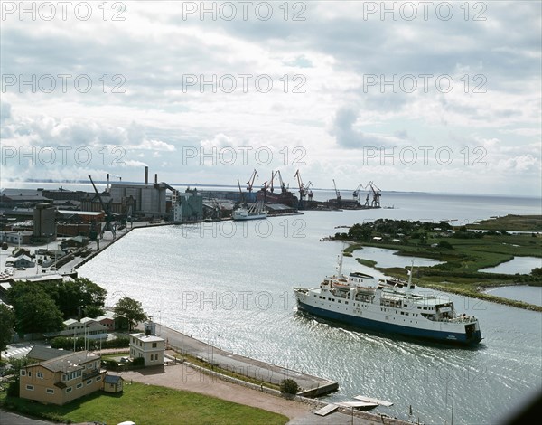 The SL ferry Scania on its way into Landskrona harbour,  1971. Creator: Unknown.