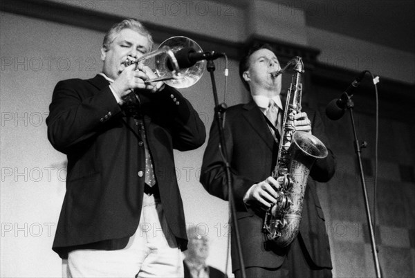 Dan Barrett, Harry Allen, Nairn Jazz Festival, 2002. Creator: Brian Foskett.