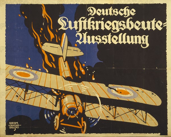 German exhibition of the spoils of air war, 1918. Creator: Suchodolski, Siegmund von