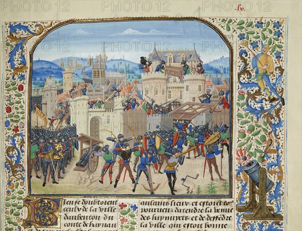 William II, Count of Hainaut Takes and destroys Aubenton, 1340, ca 1470-1475. Creator: Liédet, Loyset