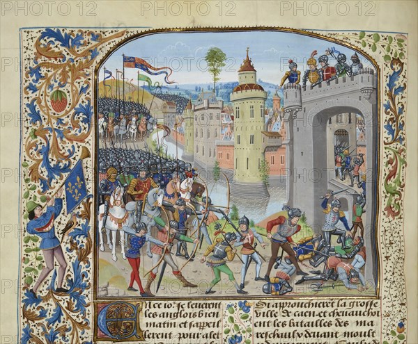 The Battle of Caen in 1346, ca 1470-1475. Creator: Liédet, Loyset