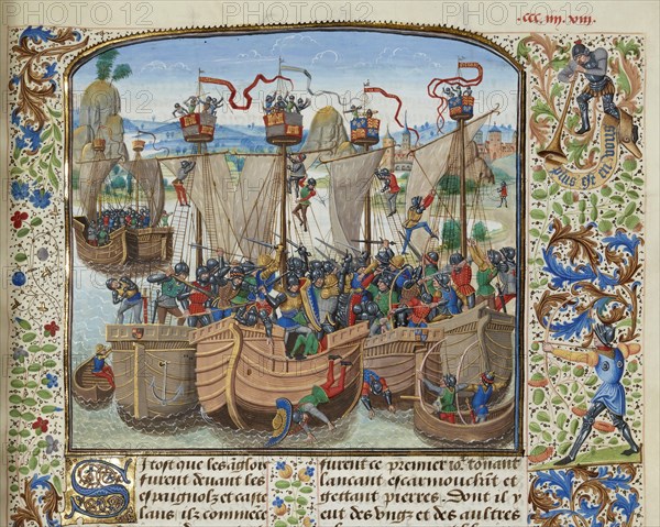 The Battle of La Rochelle, 1372, ca 1470-1475. Creator: Liédet, Loyset