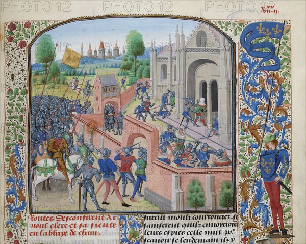 Taking of the Ename Abbey, 1381, ca 1470-1475. Creator: Liédet, Loyset