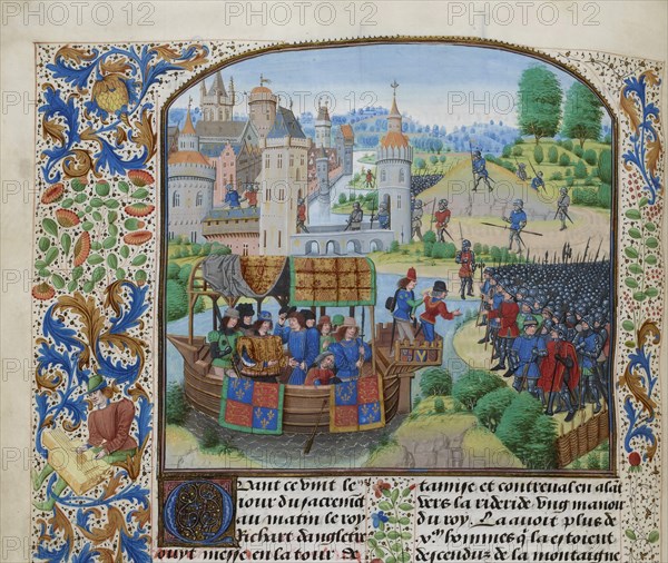 Richard II meets the rebels on 14 June 1381, ca 1470-1475. Creator: Liédet, Loyset
