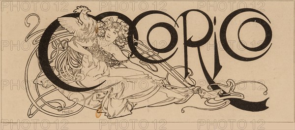 Cocorico magazine title , 1898. Creator: Mucha, Alfons Marie