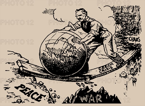 Chamberlain rolls the world towards peace, 1938. Creator: Anonymous.