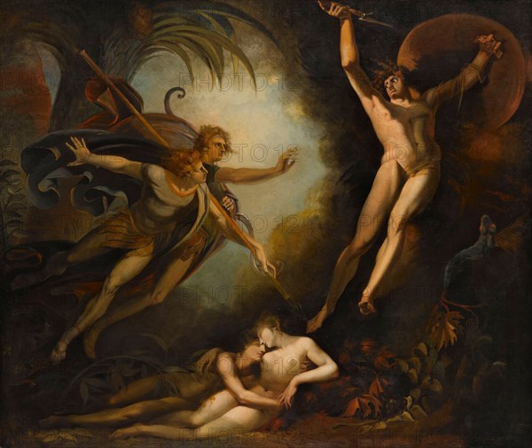 Satan starting, touched by Ithuriel's spear, 1779. Creator: Füssli