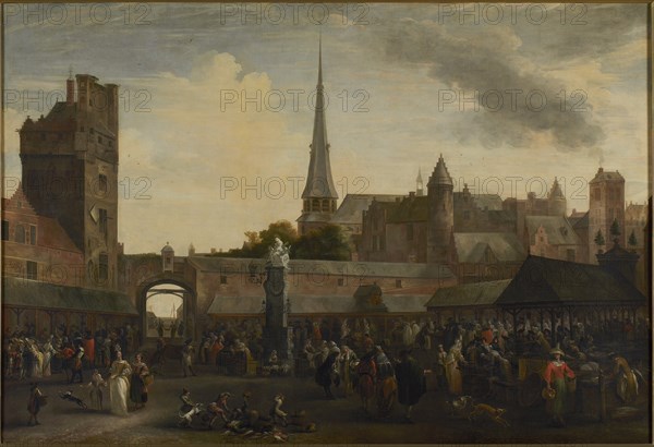 The Vismarkt in Antwerp , 1695. Creator: Minderhout, Hendrik van