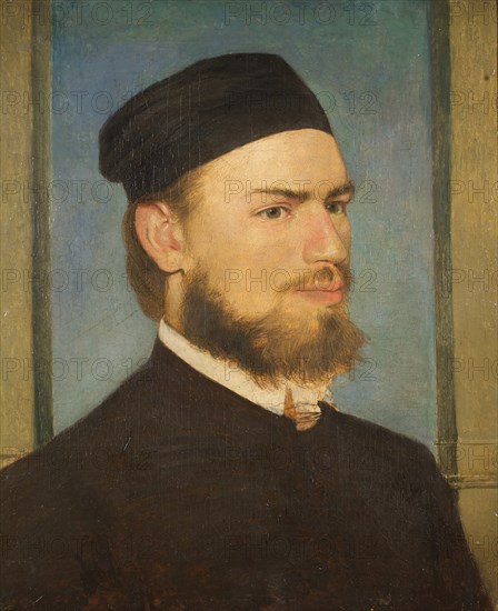 Portrait of the painter Franz von Lenbach , 1862. Creator: Böcklin, Arnold