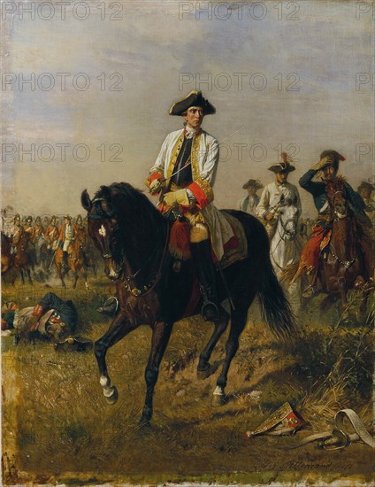 Gideon Ernst Freiherr von Loudon at Kunersdorf  , 1877. Creator: L'Allemand, Siegmund