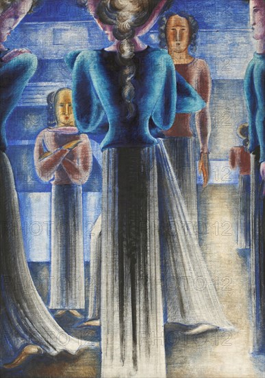 Group Of Blue Women, 1931. Creator: Schlemmer, Oskar