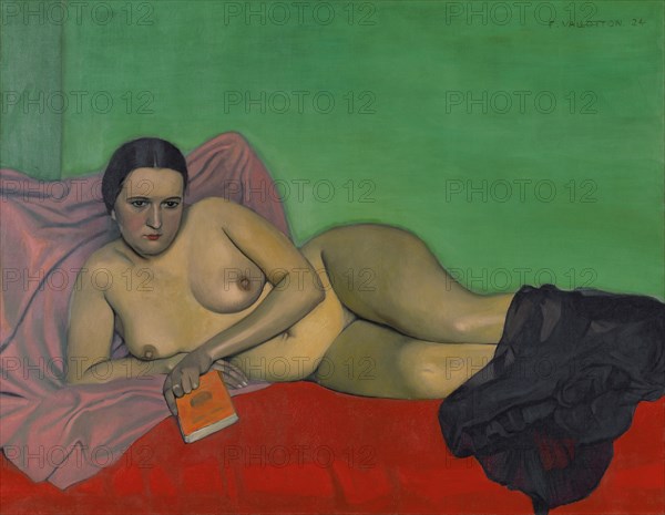 Femme nue tenant un livre, 1924. Creator: Vallotton, Felix Edouard