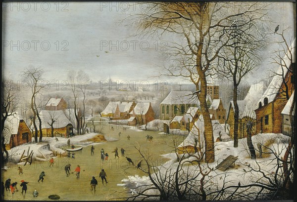 Winter landscape with a Bird Trap, and the Flight into Egypt , 1622. Creator: Brueghel, Pieter, the Younger