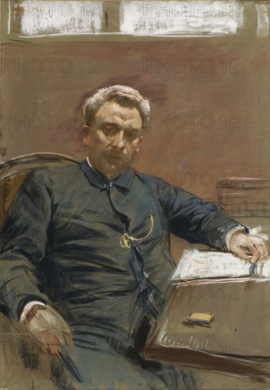 Portrait of the silent film actor Alexander Pavlovich Lensky (1847-1908) , 1890s. Creator: Levitan, Isaak Ilyich (1860-1900).