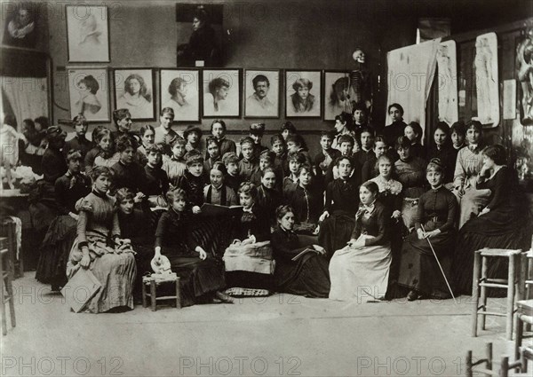 The women of the Académie Julian , 1880-1890. Creator: Anonymous.