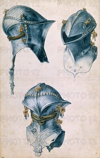 Three Views of a Jousting Helmet, c. 1500. Creator: Dürer, Albrecht