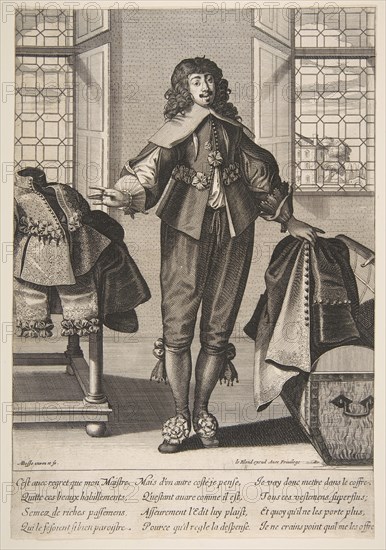 A Valet Putting Away the Luxious Clothes of His Master, mid to late 17th century. Creator: Abraham Bosse.