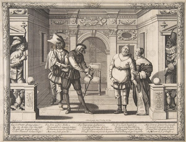 Actors at the Hotel de Bourgogne, ca. 1633-34. Creator: Abraham Bosse.