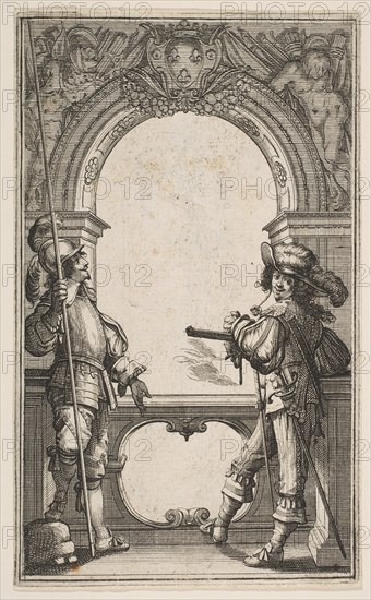 Frontispiece to Les Gardes Françaises, 1632. Creator: Abraham Bosse.