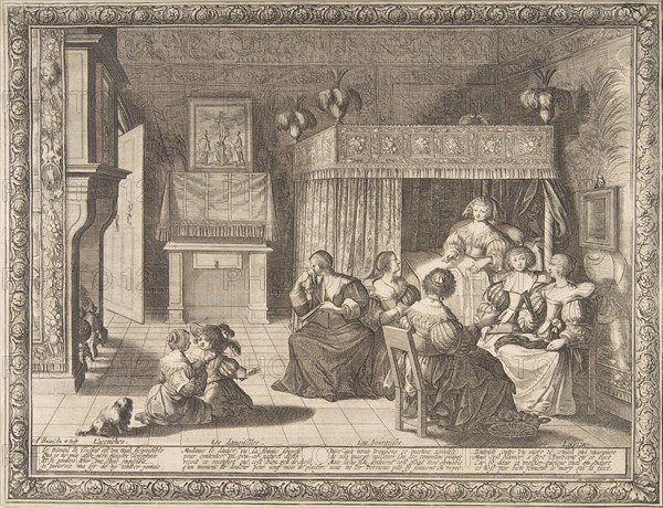 Visit to the New Mother, 1633. Creator: Abraham Bosse.