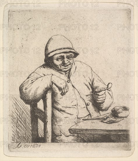 Peasant with a Pipe, 1640-80. Creator: Adriaen van Ostade.