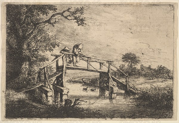 Two Anglers on a Bridge, 1647. Creator: Adriaen van Ostade.