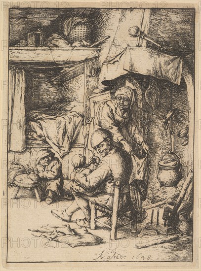 Father of the Family Giving Broth to His Baby, 1610-85. Creator: Adriaen van Ostade.