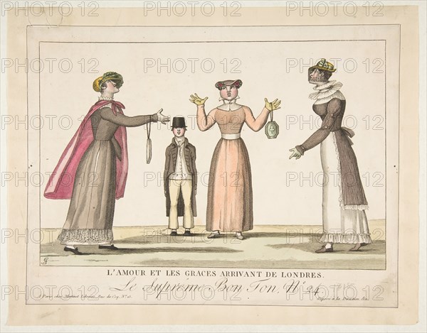 L'Amour et les Graces Arrivant de Londres; Le Suprême Bon-Ton No. 24, 1815. Creator: Adrien Pierre François Godefroy the Younger.