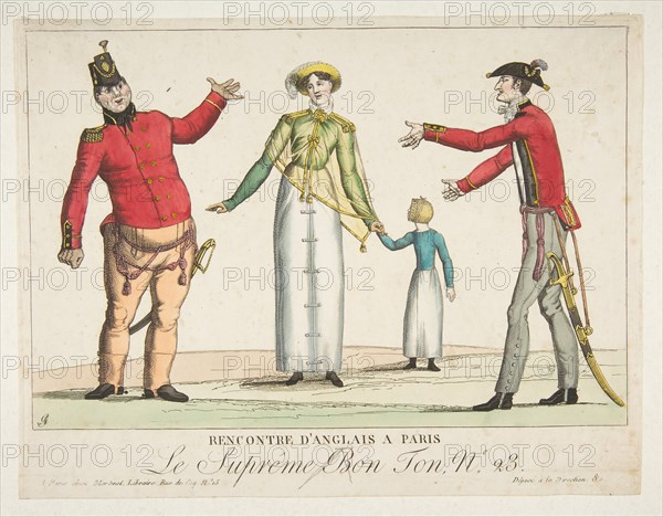 Recontre d'Anglais a Paris; Le Suprême Bon-Ton No. 23, ca. 1815. Creator: Adrien Pierre François Godefroy the Younger.