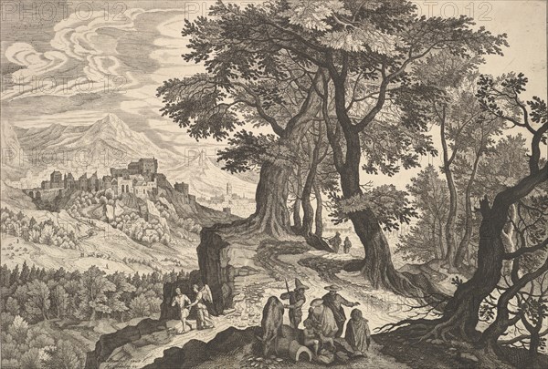 Landscape with Tobias and the Angel and Gypsies. Creator: Aegidius Sadeler II.