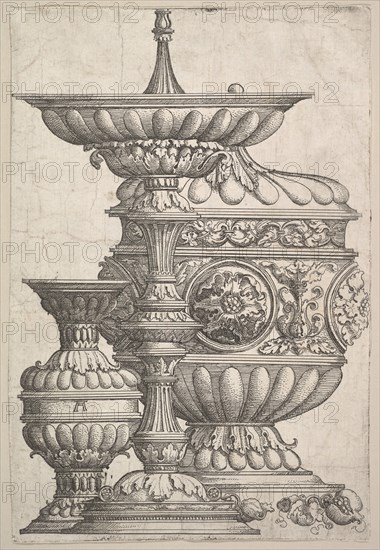 Three Elegant Vessels on a White Background, ca. 1525. Creator: Albrecht Altdorfer.