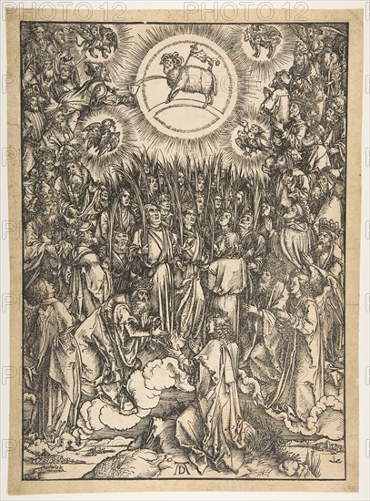 The Adoration of the Lamb, from The Apocalypse, Latin Edition, 1511, 1511. Creator: Albrecht Durer.