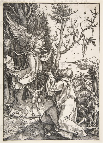 Joachim and the Angel, from The Life of the Virgin, ca. 1504. Creator: Albrecht Durer.